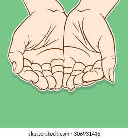 Open Both Hand For Placed Your Object Design Vector