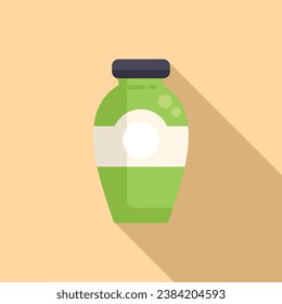 Open bottle wasabi icon flat vector. Face farm paste. Sushi asian green