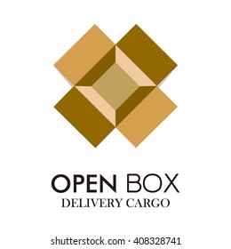 Open Box abstract vector and logo design or template business icon of delivery service corporation symbol concept