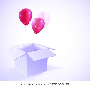 open box with balloons,vector objects