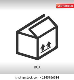 open box black vector icon on white background