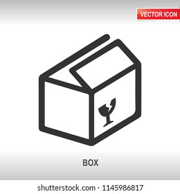 open box black vector icon on white background