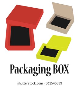  Open Box For Candy Or Your Idea. Set of Color Boxes on White Background
