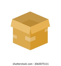 Open Box. Cardboard containers. Objects for packing and moving. Empty package. Parcel and mail.