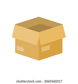 Open Box. Cardboard containers. Objects for packing and moving. Empty package. Parcel and mail.