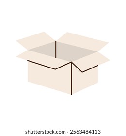 Open box. Carton delivery packaging box. Vector illustration.