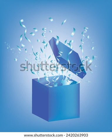 Open box with confetti. vector