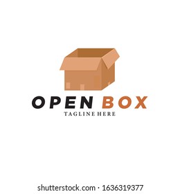 Open box of delivery cargo abstract vector and logo design