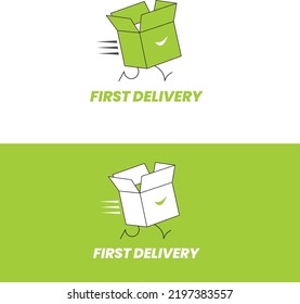 Open box of delivery. Courier logo Box delivery. Send logo. Transport logo with vector design