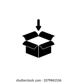 Open box and down arrow illustration. Element of a logistic for mobile concept and web apps. Detailed illustration of Open box and down arrow can be used for web and mobile on white background