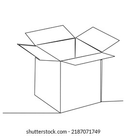 Open Box Drawing One Continuous Line Vector