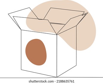 Open Box Drawing One Continuous Line Vector