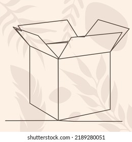 Open Box Drawing One Continuous Line Vector