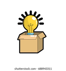 open box with electric bulb light