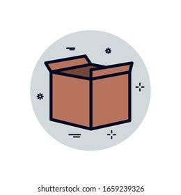 open box fill block style icon design, Delivery logistics transportation shipping service warehouse industry and global theme Vector illustration