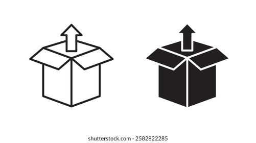 Open Box filled and outlined icons vectors on white background
