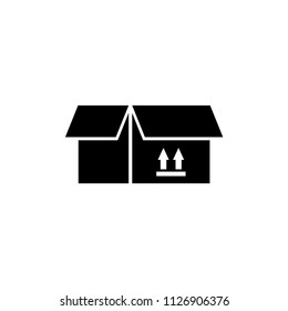 Open Box. Flat Vector Icon illustration. Simple black symbol on white background. Open Box sign design template for web and mobile UI element