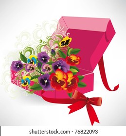 caja abierta con flores