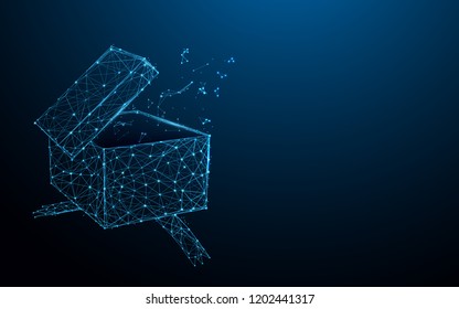 Open box form lines, triangles and particle style design. Illustration vector