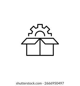 Open Box With Gear Symbol Representing Solution And Development