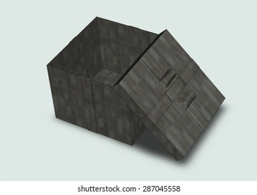 Open Box gift with bow closeup on a grey background