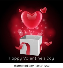Open box gift heart.