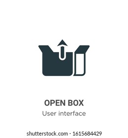 Open box glyph icon vector on white background. Flat vector open box icon symbol sign from modern user interface collection for mobile concept and web apps design.