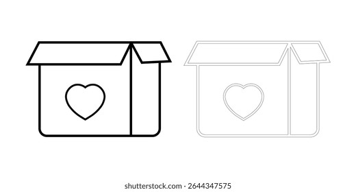 Open box with heart silhouette icon