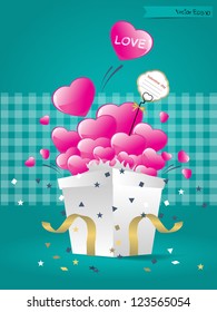 Open box with heart vector illustration. Eps 10.