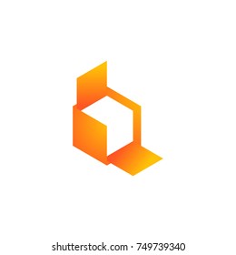 Open Box Hexagon with B Letter Shape and Arrow Logo Vector Design