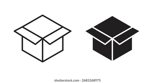 Icono de caja abierta en blanco y negro