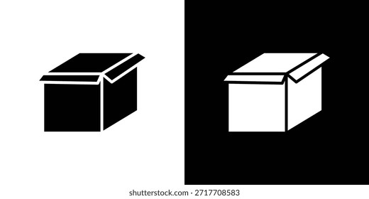 Open box icon black flat pictogram. For graphic and web design.
