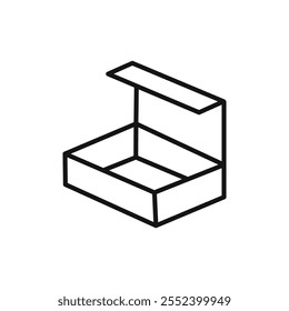 Open box icon black and white vector outline sign