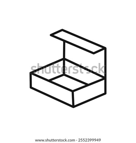 Open box icon black and white vector outline sign