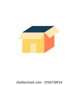 Open box icon, carton box package open icon in color icon, isolated on white background 