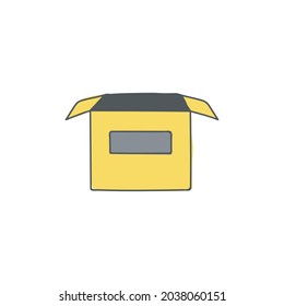 Open box icon, carton box package open icon in color icon, isolated on white background 