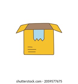 Offene Box-Symbol, Faltschachtel-Paket mit offenem Symbol auf Farbsymbol einzeln auf weißem Hintergrund 