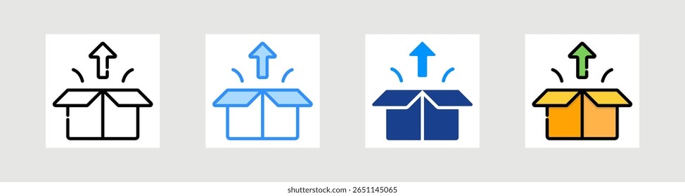 Open Box Icon Collection Set Multiple Style