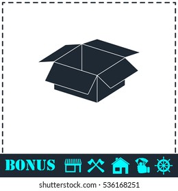 Open box icon flat. Simple vector symbol and bonus icon