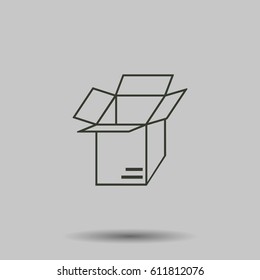 Open box icon. Flat vector illustration in black on white background.