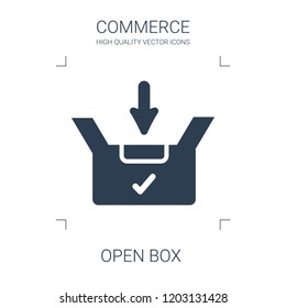 open box icon. high quality filled open box icon on white background. from commerce collection flat trendy vector open box symbol. use for web and mobile
