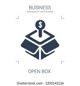 open box icon. high quality filled open box icon on white background. from business collection flat trendy vector open box symbol. use for web and mobile