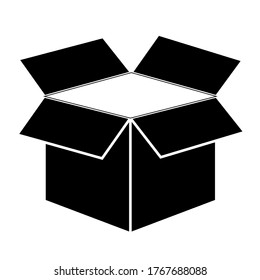 Open box icon isolated on background, flat pictogram, business, marketing, internet