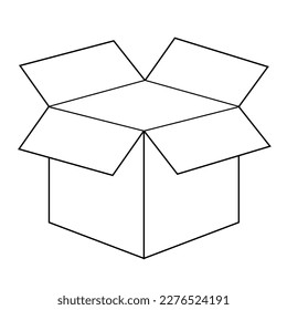 Open box icon isolated on background, flat pictogram, business, marketing, internet