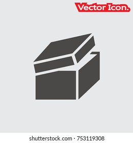 open box icon isolated sign symbol and flat style for app, web and digital design. Vector illustration.