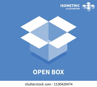 Open box icon. Isometric template for web design in flat 3D style. Vector illustration.