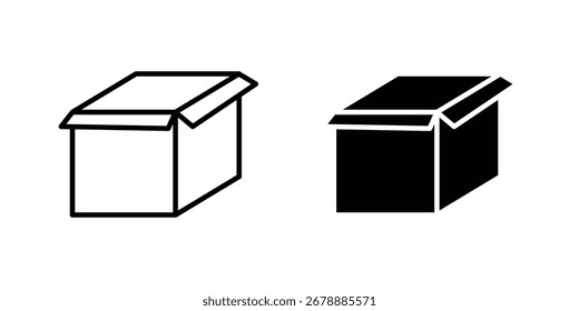 Diseño gráfico de estilo de línea de icono de caja abierta. Vectores editables.