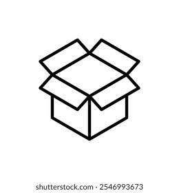 Logotipo lineal del icono de la caja abierta aislado