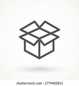 Open Box icon or logo in modern line style. High quality black outline pictogram for web site design and mobile apps. Vector illustration on a white background.