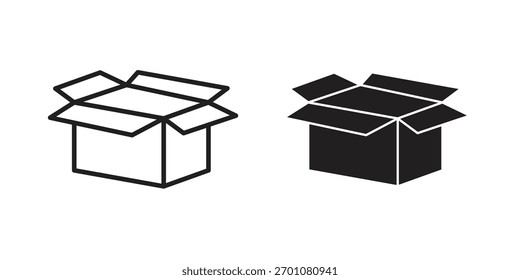 Open box icon outline concept symbol with editable stroke on white